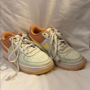 Nike Air Force 1 Kids Sneakers in Cream, Orange, Lavender and Yellow